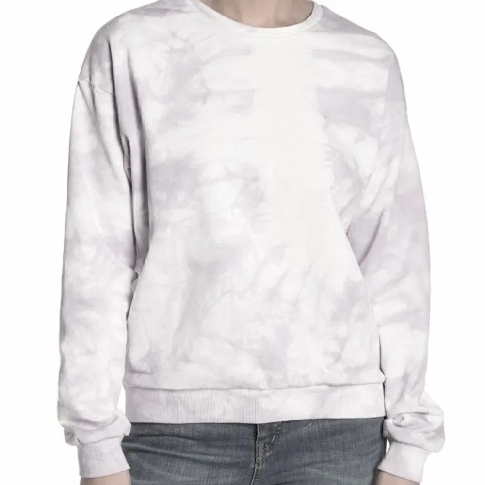 Melloday Tie Dye Sweatshirt Long Sleeves Lavender Gray White L